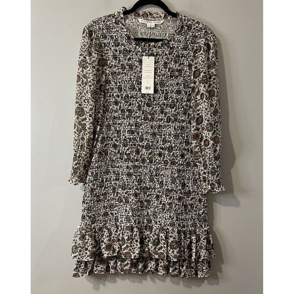 VERONICA BEARD Fahra Mini Dress Size 8 Multicolor NEW Smocked Ruffle Designer - Picture 2 of 15